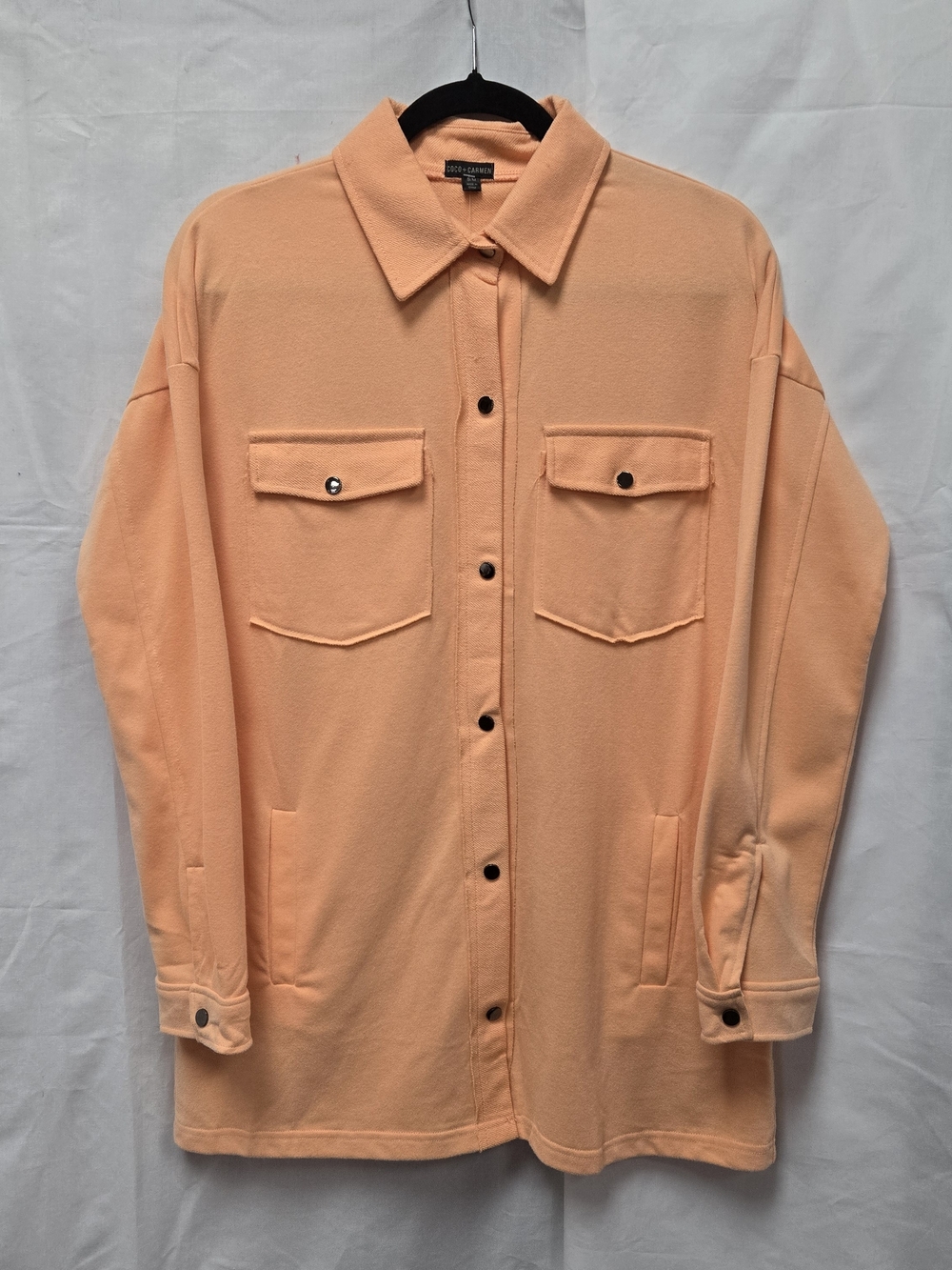 Coco + Carmen Peach Button-Front Shirt Jacket
